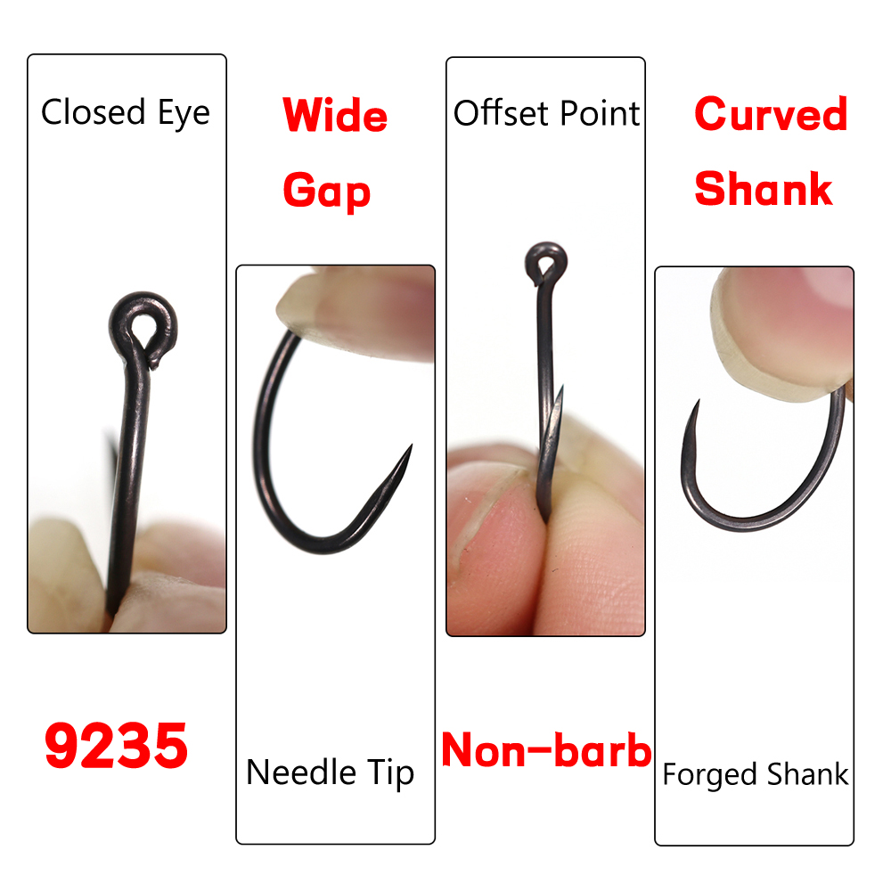 50PCS Matt Black Carp Fishing  - Fishing Hook Barbless recension och pris